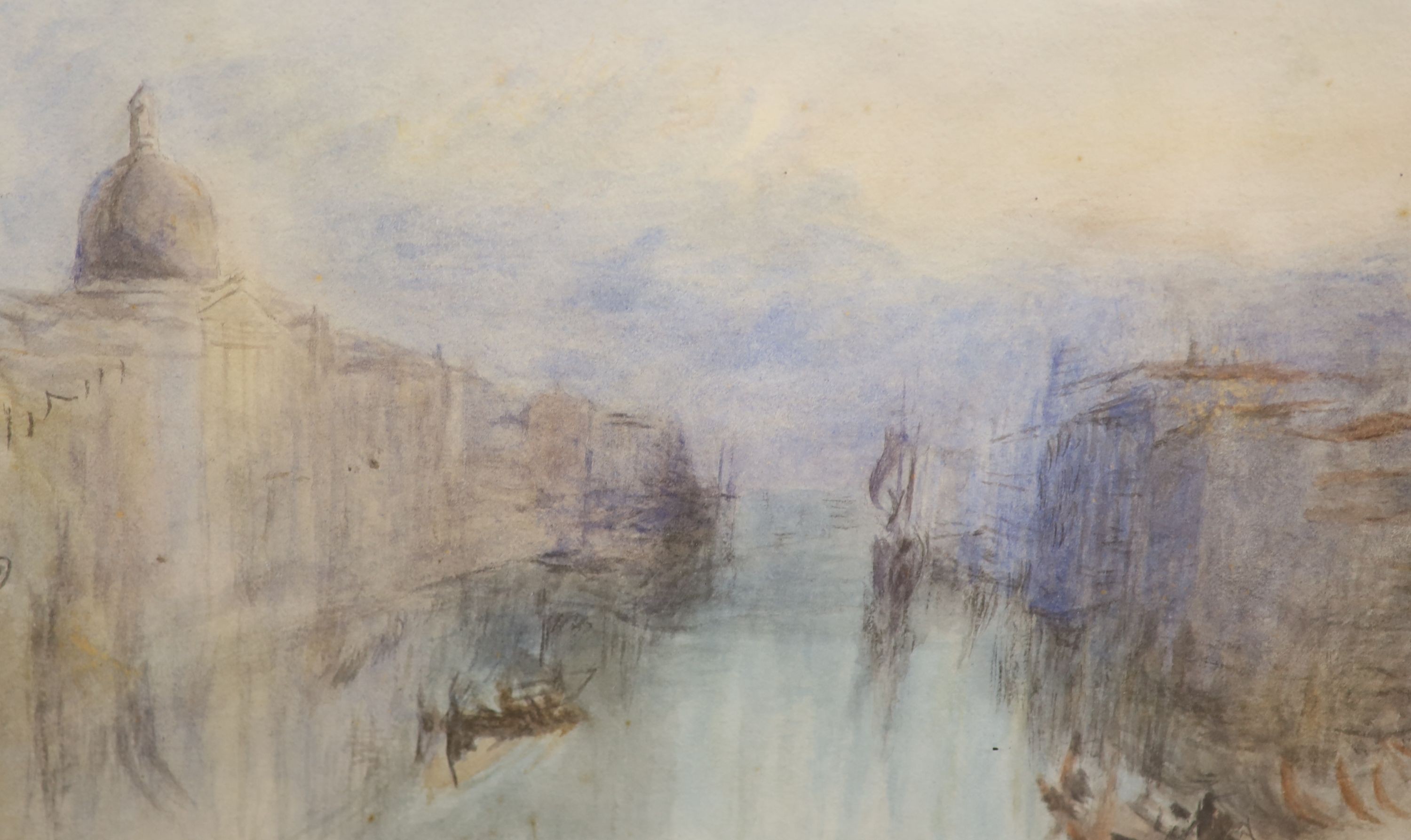 Manner of Brabazon Brabazon, two watercolours, Lake scene and View of Venice, 21 x 28cm and 20 x 32cm
